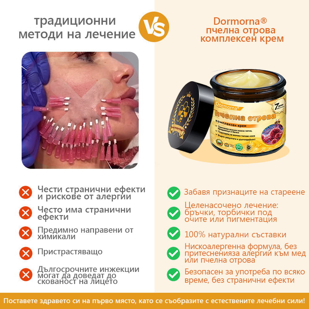 Произведено и доставено от България 🌵𝐃𝐨𝐫𝐦𝐨𝗿𝗻𝗮® пчелна отрова комплексен крем🌟ПОСЛЕДЕН ДЕН 80% ОТСТЪПКА 🔥🔥